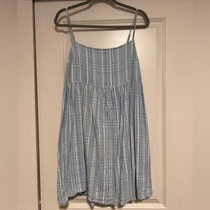 American Eagle Outfitters Light Blue Plaid Mini Dress